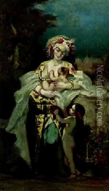 Donna orientale con i suoi figli